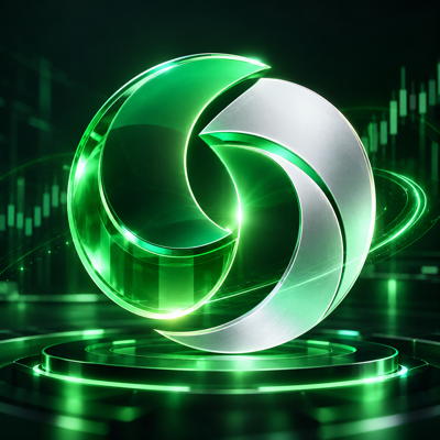 OpenFade emerald and silver orbital symbol
